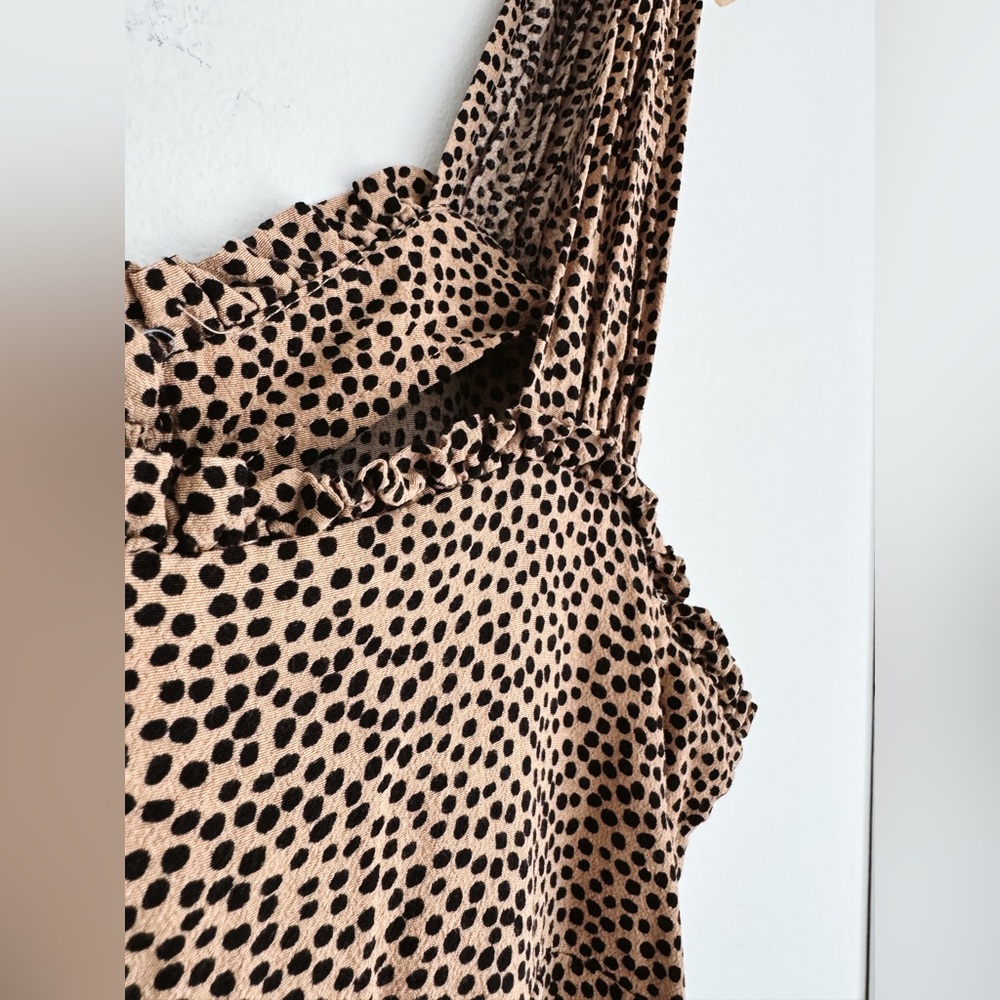 Dex Brown Leopard Dotted Sleeveless Button Down Maxi Sundress - Size Small - Picture 5 of 6